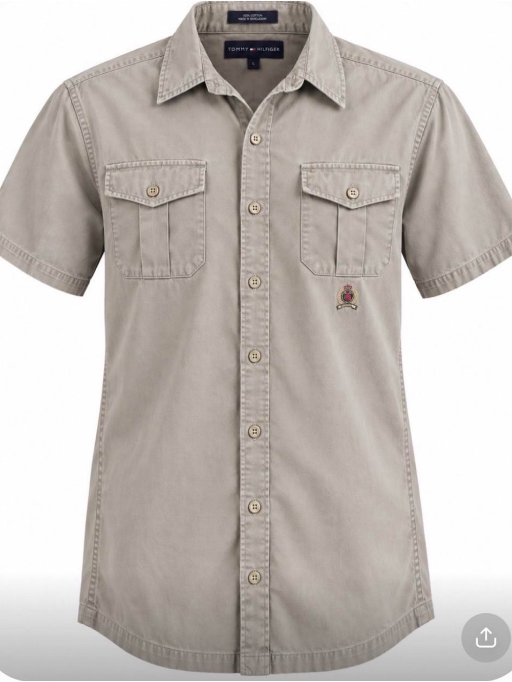 Tommy Hilfiger Men’s Short-Sleeve Button-Down Shirt in Light Taupe